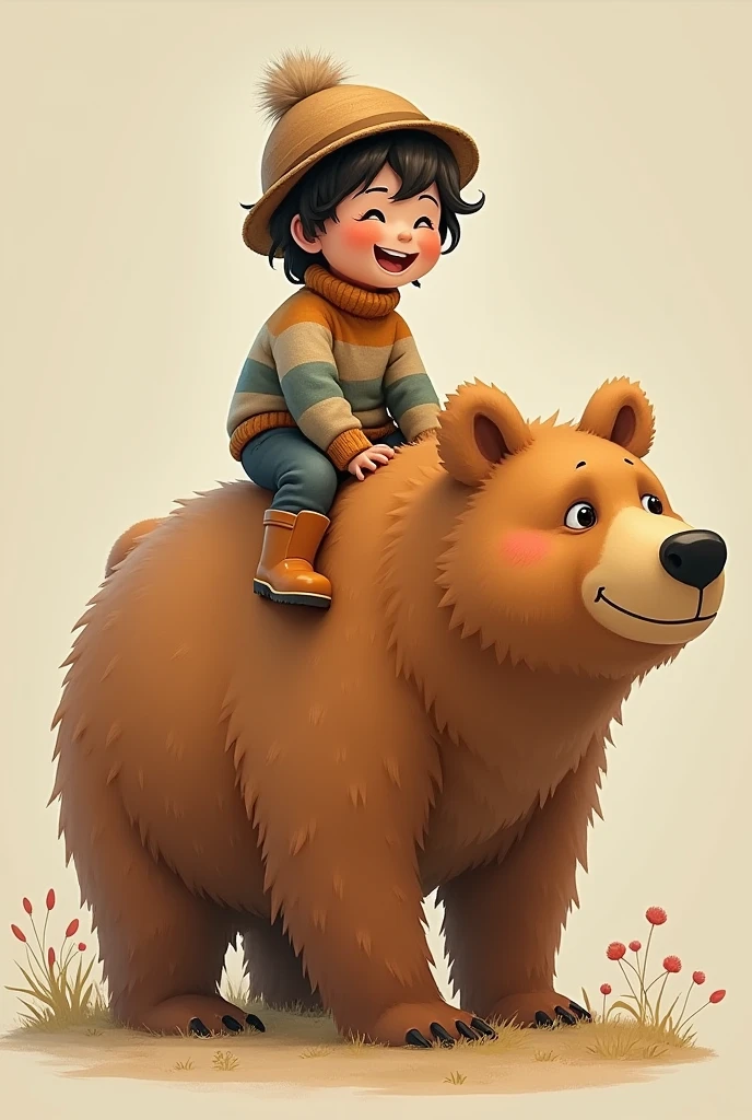 (masterpiece:1.2, Highest quality, Ultra-high resolution, Very detailed, Realistic, RAW Photos:1.2, Elaborate photos), 8k, wallpaper, (Ray Tracing), (Child wearing a straw hat and overalls riding a black bear), (Bear walking through a vast meadow filled with colorful wildflowers, mountains in the distance), (A gentle breeze moving through the flowers, butterflies and bees buzzing around, child holding a bunch of freshly picked flowers), A photo that embodies the joy and freedom of a child’s adventure in nature, riding a friendly black bear amidst a sea of vibrant wildflowers. Ultra realistic.