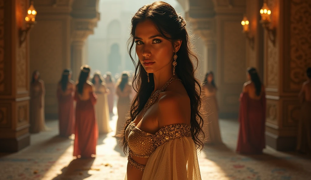 1girl,Kassandra,beautiful detailed eyes,beautiful detailed lips,extremely detailed eyes and face,longeyelashes,braided hair,brunette,uniform,shy,blush,wet,rain,transparent,(best quality,4k,8k,highres,masterpiece:1.2),ultra-detailed,(realistic,photorealistic,photo-realistic:1.37),soft light,cinematic composition,cinematic light