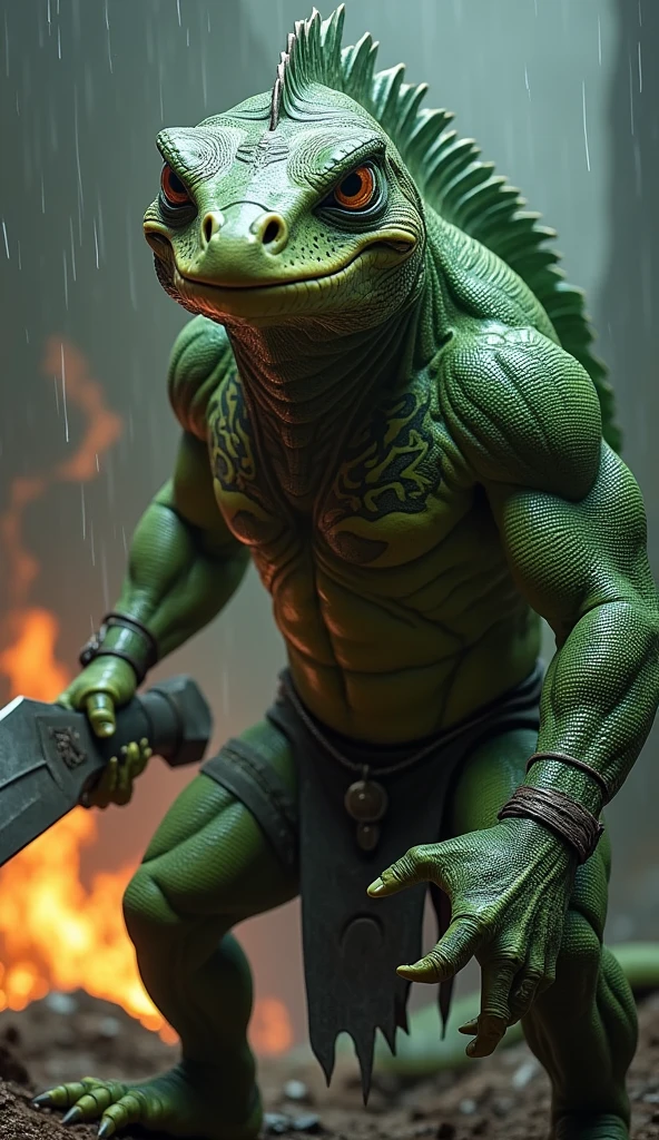a closeup of a statue of a frog with a sword, sapo cyberpunk, personagem de fantasia hiperdetalhado, colored zbrush render, Vencedor do Concurso Zbrush Central, rolands zilvinskis 3d render art, trending in cgsociety, Vencedor do concurso ZBRUSH, cgssociedade, altamente detalhado, pintado em zbrush, zbrush 3 d render, Destaque no Zbrush Central