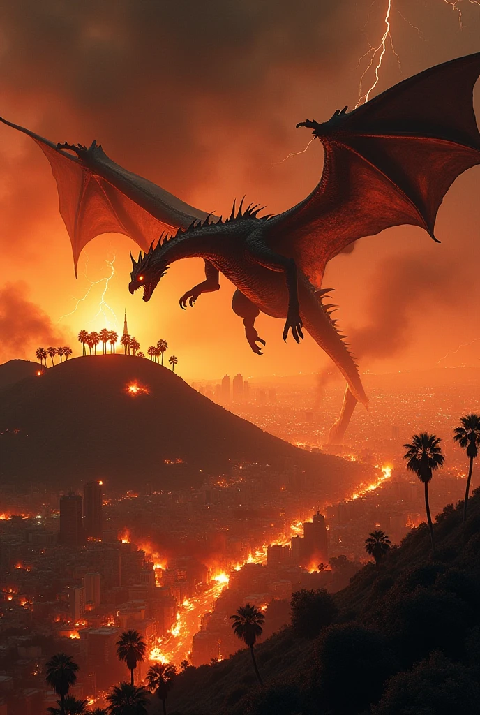 An red dragon, flying over spitting fire, (epic post apocalyptic destroyes city overgrown ruins), detailed background,  red eyes, close-up, amazing fine detail, RAW photo, Nikon D850 film stock photograph Kodak Portra 400 camera f1.6 lens, rich colors, lifelike texture, dramatic lighting, unreal engine, trending on ArtStation, cinestill 800 tungsten, ((new dawn on horizon))