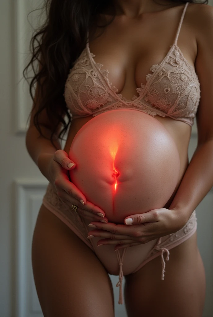 Naked pregnant woman suffering from severe pain、Distorted look、Fine lips、Detailed eyes and face、Long eyelashes、Big belly、Detailed thighs、Grabbing the bedsheets、Dramatic lighting、Dramatic colors、Cinematic、Realistic、8k、Detailed anatomy、Muscle tension、Sweat、Intricate details、Dramatic Shadows、Glowing Skin、Intense emotions、Dramatic chiaroscuro lighting、Vibrant colors、Atmospheric、Super detailed、masterpiece