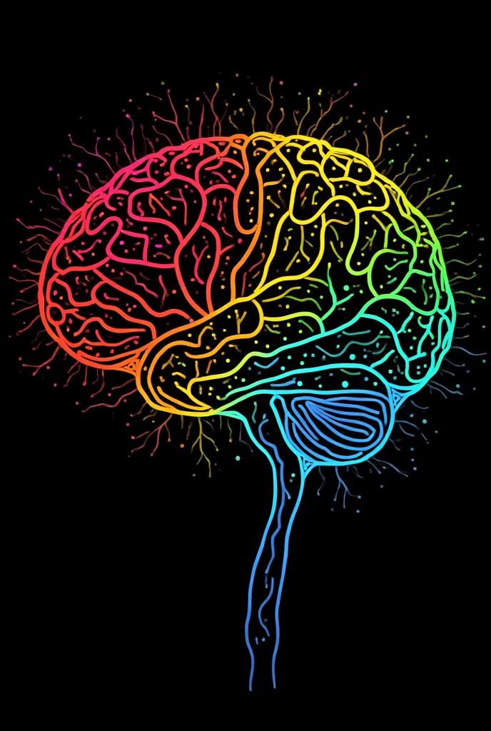 Dripping brain in different colors with flowers inside