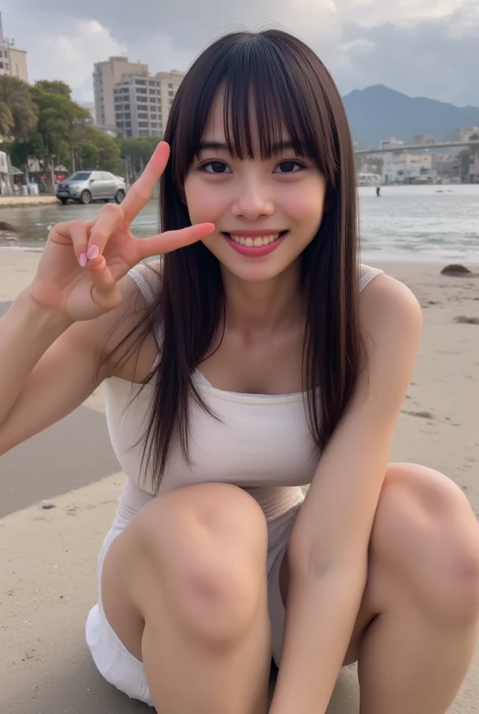 15 years old、smile、(((Full nudity))),girl, solo, Inserting the penis into the anus、Straddle the penis、Reaching out to your audience、

