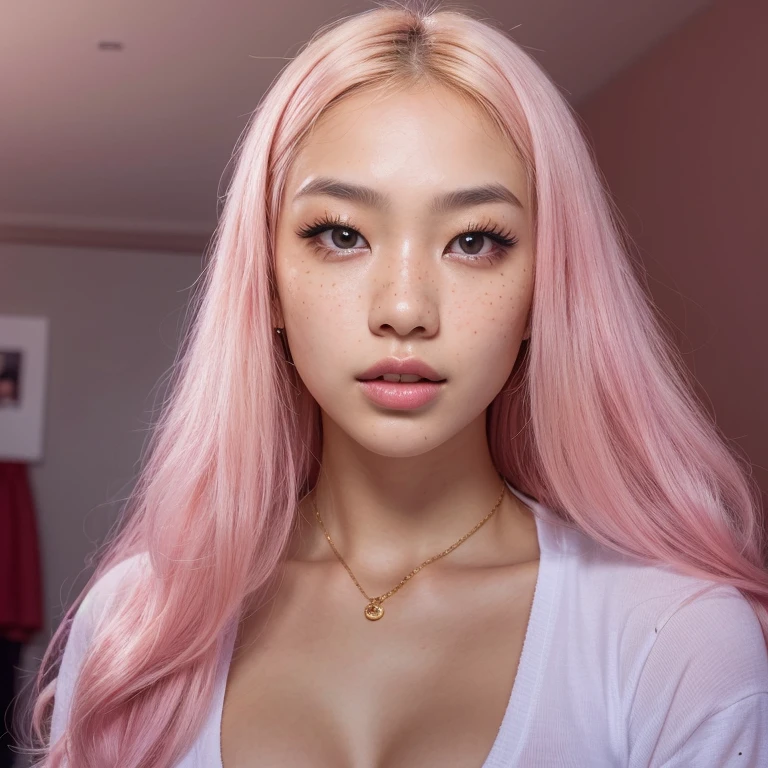 masterpiece, high quality, 4K, Beautiful design, (from the front, Whole body),Award-winning photo, Very detailed, wonderful, The finer details, Absurd, Very detailed女性, (small breasts:1.5),Pink makeup, Hyperrealistic paintings inspired by Yanjun Chen, Instagram, Digital Art,Pop Makeup Style, ig model | ArtJam,Very beautiful cute cat girl, Surreal Teen, A face like Ester Exposito, A rich expression,Pop Girl,