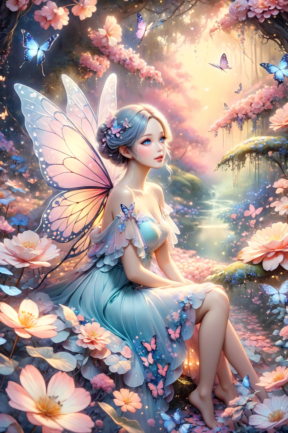 flying butterflies and female fairies