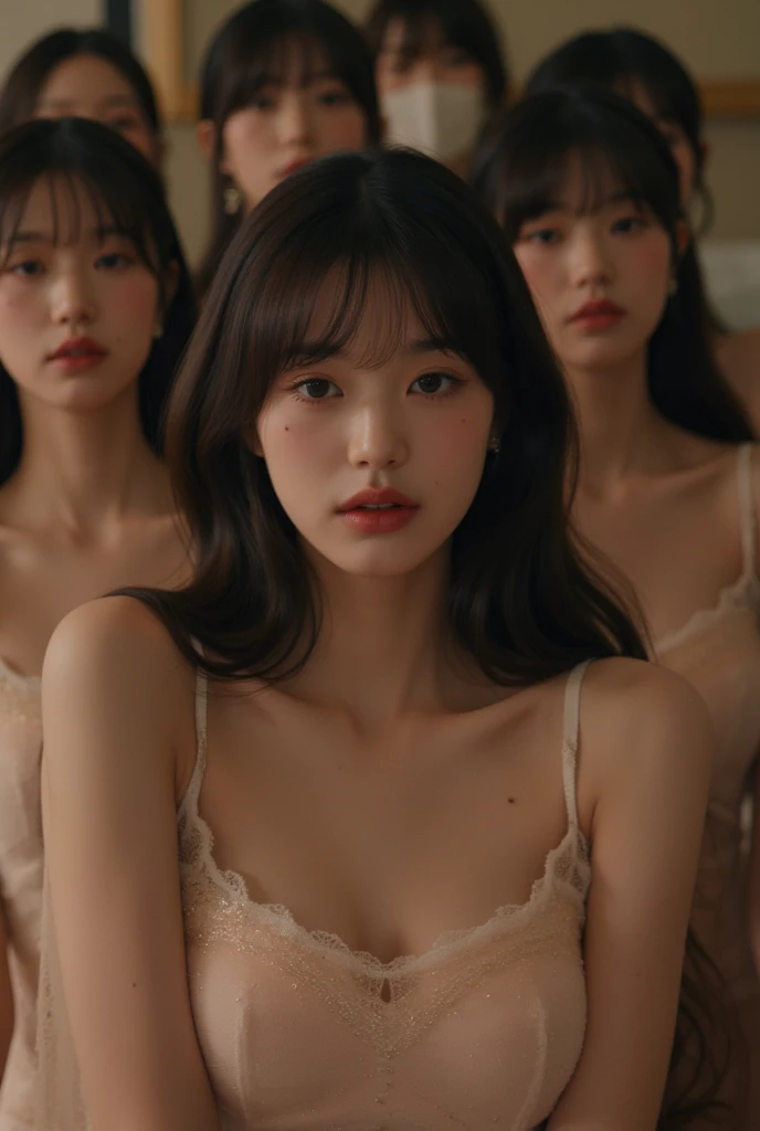(8k, RAW photo, highest quality, masterpiece:1.2), Super detailed, super resolution, (realistic, realistic Photo:1.37), two women, High-definition RAW color photo, professional photos, 非常に詳細で美New, very detailed, 8k wallpaper, amazingly detailed, huge file size, official art, highly detailed CG unity 8k wallpaper, very detailed美New女の子, very detailed顔, very detailed目, very detailed肌, very detailed指, very detailed鼻, very detailed詳細な口 , perfect anatomy, very detailed背景, very detailed服, 1 girl, (20:1.2), 20th generation, cute girl, realistic body, The beauty of slim abs, Fair skin, glowing skin, slender body, long slender legs, handsome body, shiny light brown hair, Feminine adult loose shorts, (dull bangs:1.2), Overflowing smiles, 美New歯並び, cute, like々New, beautiful small face, realistic face, Beautiful actress' perfect makeup, delicate eyes, Slit eyes that suck you in, Plumpy glossy red lips, flushed cheeks, Fully exposed upper body, small bowl-shaped breasts, small upturned pink areola, necklace, earrings, double eyelid, 美New細い眉毛, Beautiful shaped buttocks, Manicured pubic hair, Sleep on your side naked with your chest sticking out, body full of bubbles, Excited look when having sex, put your finger in your crotch, A face that feels with its mouth half open, stare at the viewer, Stunning full body shot from the butt, Simple pink background, Spotlight, dynamic lighting