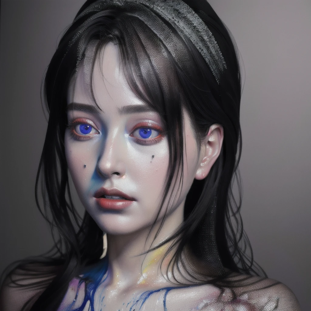 Android Beauty, Powerful paintings inspired by Francis Bacon, Ultra-realistic surrealism, Hyperrealism, fear, art, hyper real painting, Realistic illustration painting, カラフルなHyperrealism, Hyper-realistic digital art