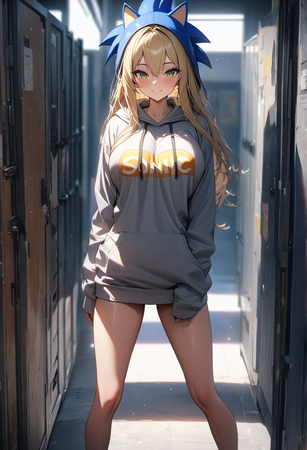 1 girl, clothes puller, large clothes, hooded cloak, naked hooded cloak, sweater tug, Tuuli, implied pantyhose, pantyhose,, work of art, best qualityer, highy detailed