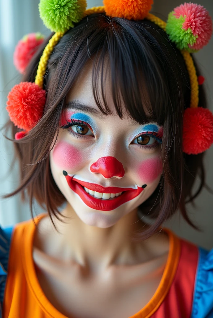 Clown woman, young woman , straight hair, short hair, cute girl - SeaArt AI