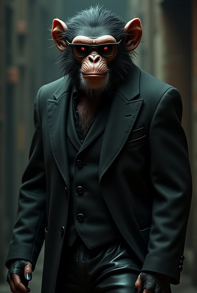 darkness evil gangster monkey,with pistols,dark art,obscure,4k --auto --s2