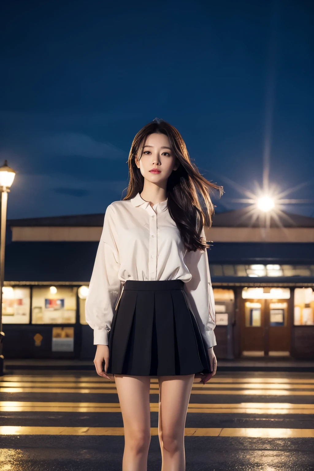 8k, Raw photo, highest quality, masterpiece:1.2), masterpiece, highest quality, figure, Very detailed, Fine details, High resolution, 8k,wallpaper, Perfect dynamic composition,(Detailed high quality, Realistic depiction of eyes:1.3)、A woman who has been  and has her hands tied、Arms wrapped around his back, hands tie behind bacｋ, Put duct tape over your mouth、Inside a beautiful hotel room at night、Sitting in a chair、Outside the window is a night view、 With legs wide open、White panties are visible、Blue Short Sleeve Blouse、Tartan plaid pleated skirt、whole body、The whole thing faces forward、２１Talented talent、Beauty、Well-formed face、Make your eyes even、Beautiful black hair、Has bangedium build、Well-balanced proportions、Beautiful legs、Fresh face、Beautiful scenery、