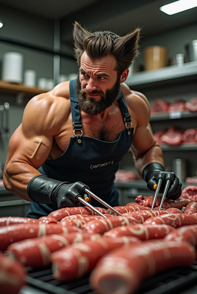 giant_this_guy, looking at viewer, smile,  male focus, apron, muscular, pectorals, muscular male, bara, yaoi, hands on hips, naked apron, hairy armpits <lora:giant_this_guy-50:0.6>  <lora:add_detail:0.7>