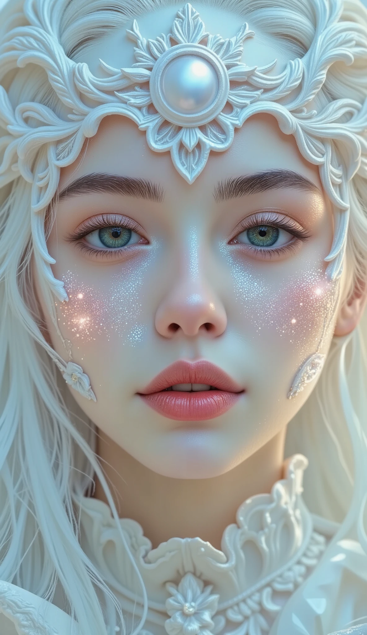 Close-up of a woman with white hair and white mask, beautiful figure painting , Guvitz, Guwiz style artwork, White haired god, Yang J, epic and fine character art , awesome character art, Fan Qi, Wu Jun Shifan, guwiz in pixiv art station , ( Not suitable for work: 1.0)