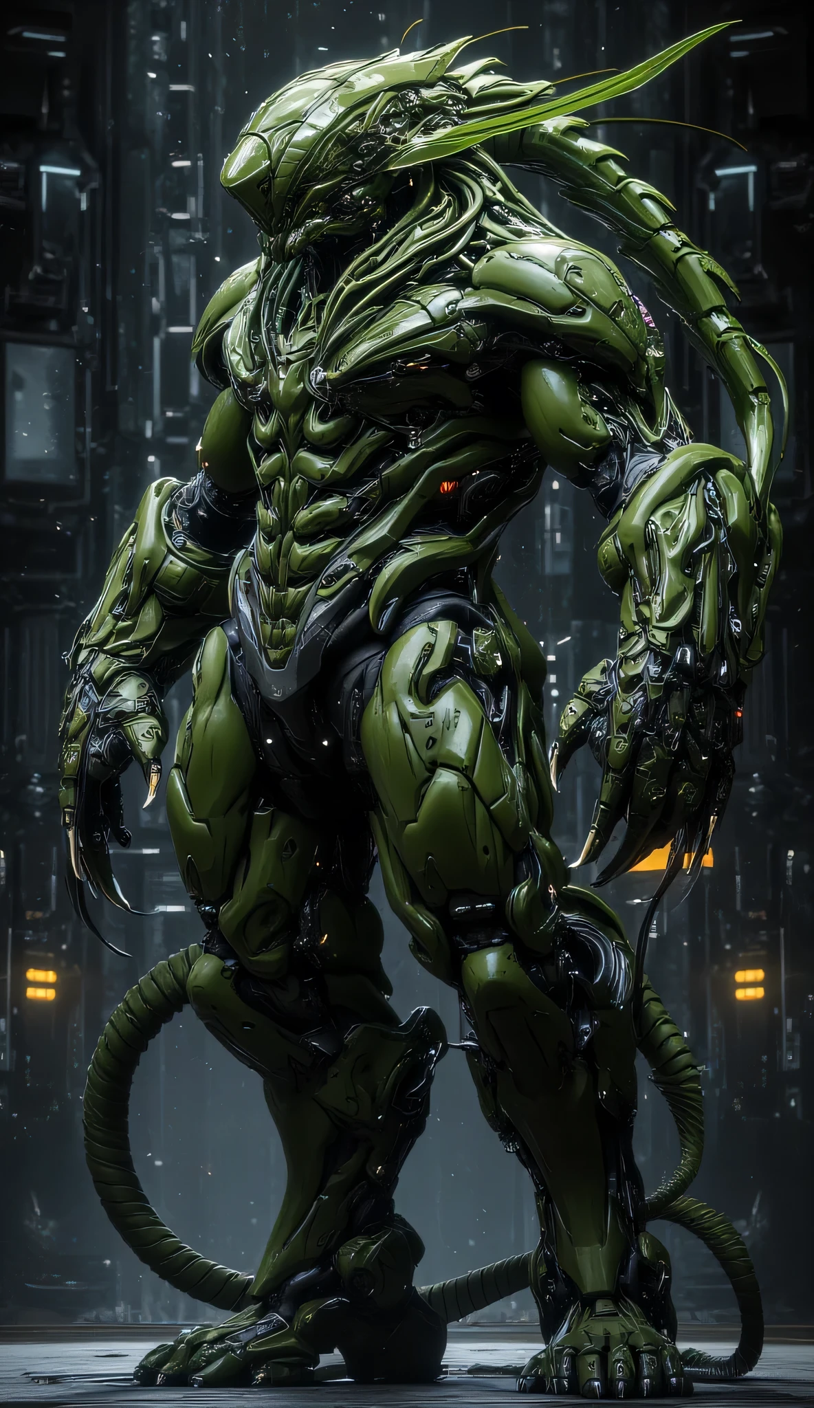 A close up of a green alien creature with a large head - SeaArt AI