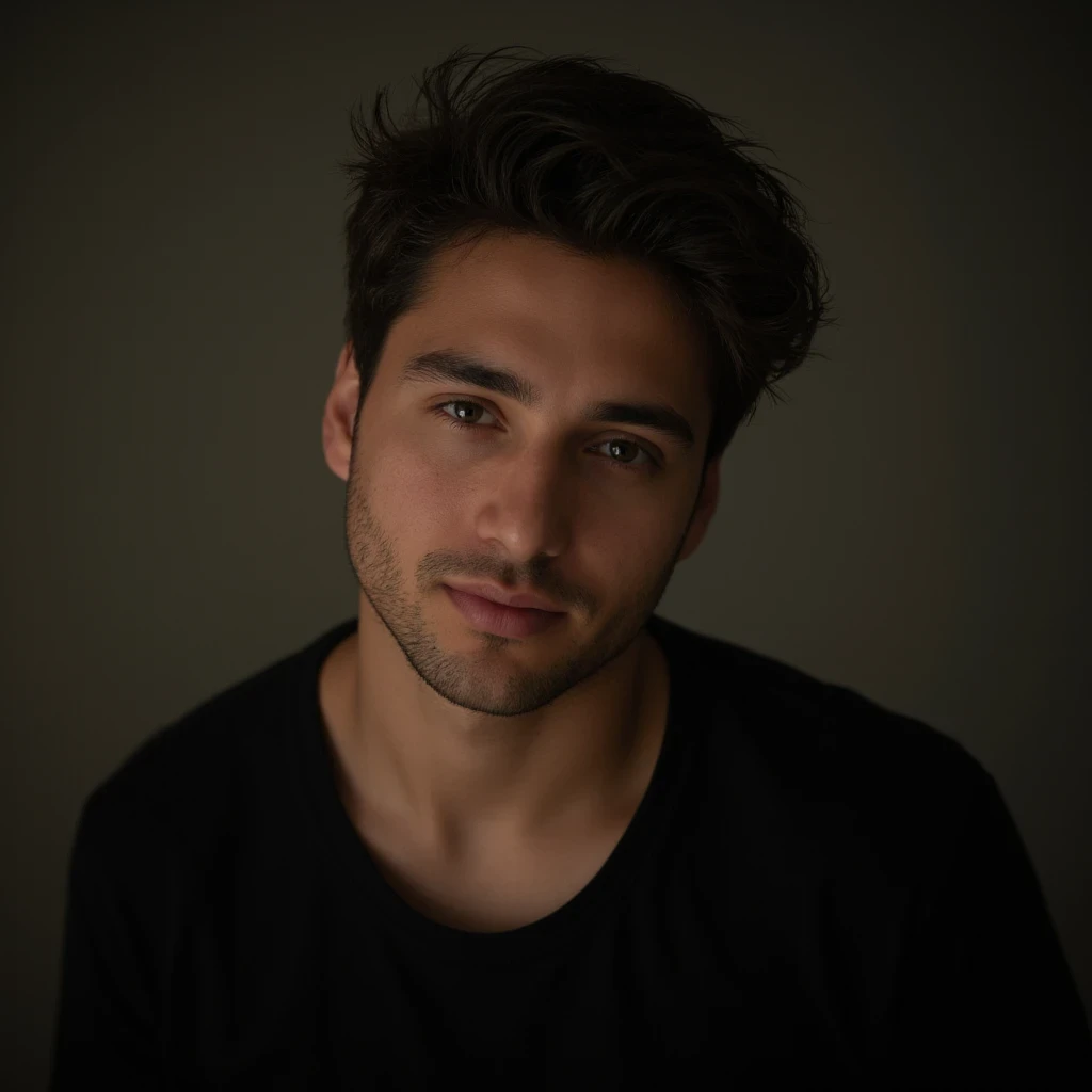 (8k,RAW photos,top quality,masterpiece:1.2),ultra detail,super resolution,(real,real photos:1.37),plain black t-shirt,realistic portrait,hyper detailed face,extremely detailed eyes and face,beautiful detailed lips,high quality lighting,cinematic lighting,dramatic lighting,moody lighting,natural lighting,natural skin tones,warm color tones,soft focus,photorealistic,digital art,3D render
