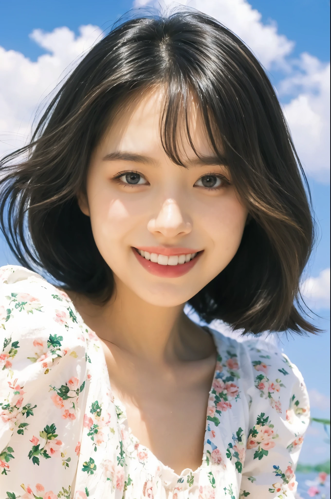 (((best quality))),(((super detailed))),(((masterpiece))),illustration,1 girl,detailed face,bright sunshine,smile