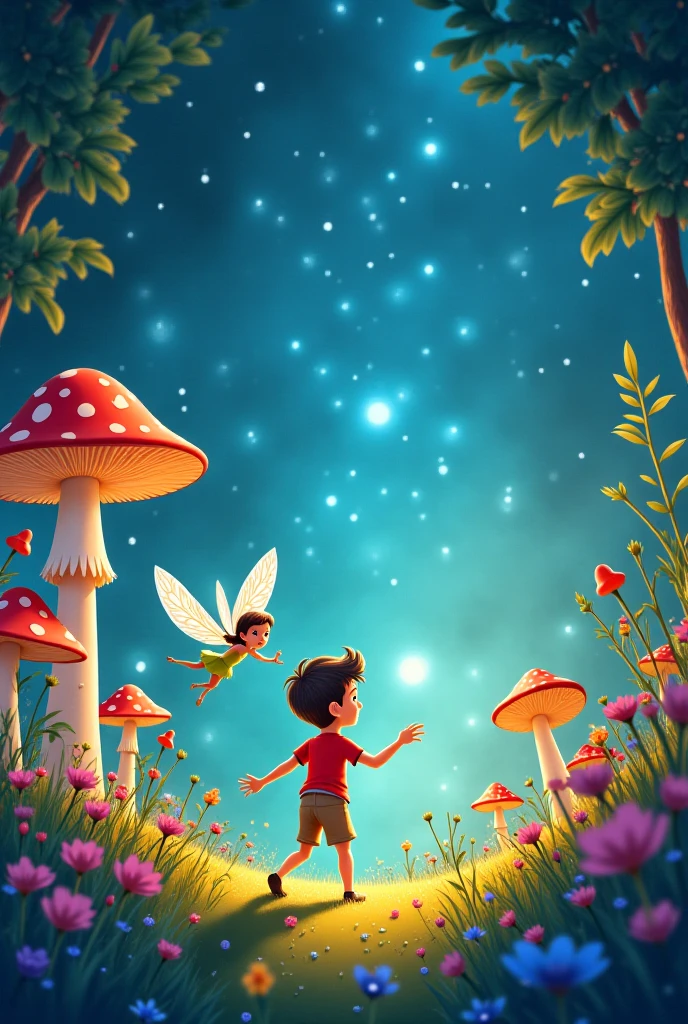 Lily the cute boy explored the magical garden, marveling at its beauty. Fairy Flutterby joined her, and together they danced under the stars.