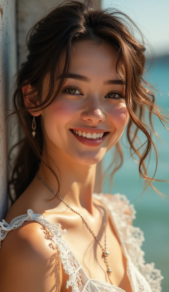 masterpiece:1.2，A work that looks like a 名作、Impressionism  、Renoir， European style,Smiles and sunshine, and face the front,Professional photography,18-year-old female, beauty, model