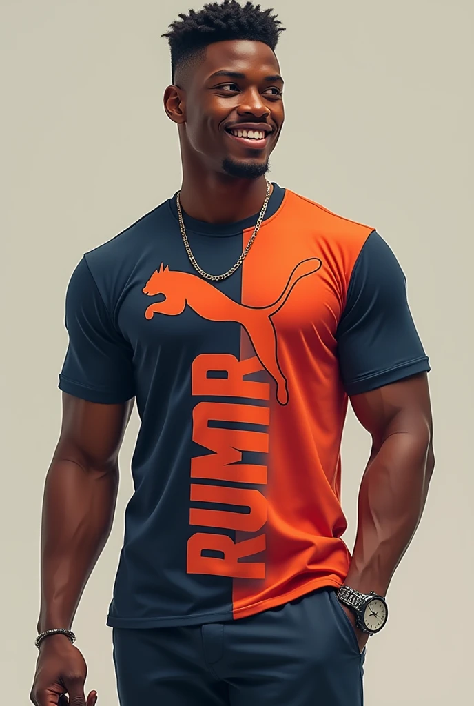17:39:01 Sleeveless DVD running type V-neck T-shirt, orange in the center that says in small letters GOAT SM SPORT in black, On the sides a yellow color for men
