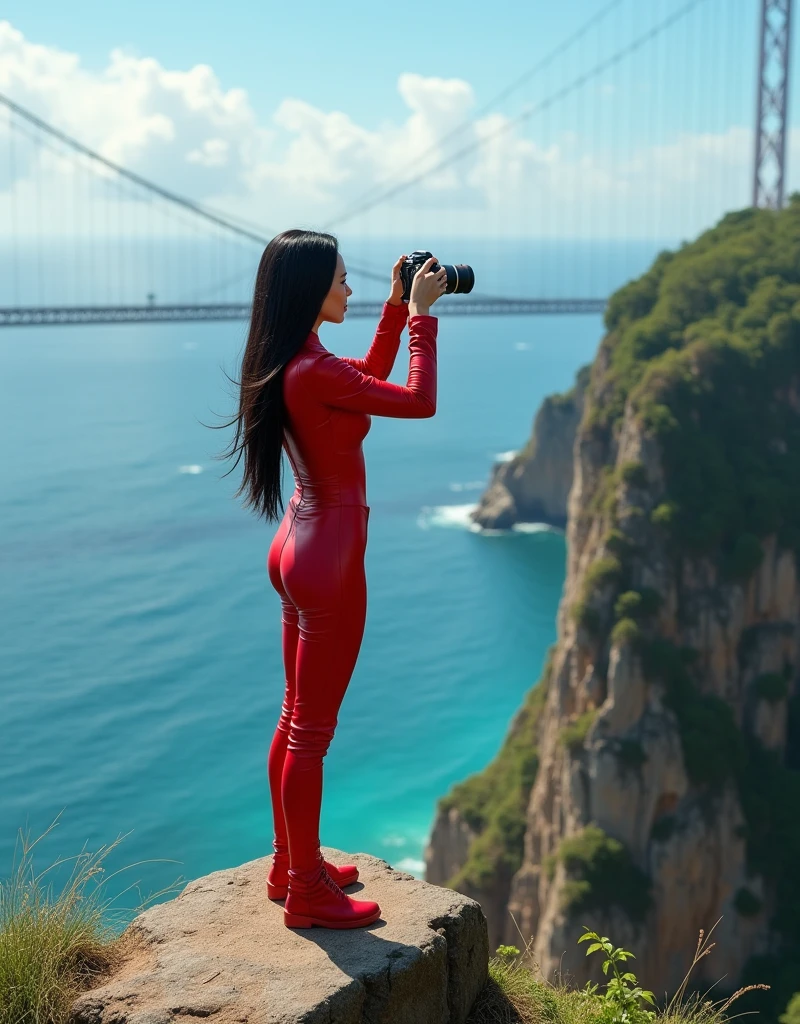 (SFW, NSFW_STILL_SHOW), Oppai-Loli、((wide-angle, Flying Magic、Floating hair、Floating in the air, Curved horizon, Overlooking a city eroded by the jungle,Above the city)), { (Mystic sight)| best quality | 8k | clear |focused } (Masterpiece:1.2, photo-realistic:1.37)、{ Soft Lighting with many Follow lights | smooth shading }、(Detailed KAWAII Face)、{(Childish)|(Gigantic Cleavage)}、{ ((facing back))| ((Full Body:1.2)) | ((Ass focus)) }、Detailed open crotch、(Detailed glistening ivory skin)、extremely detailed, { Transparent Veil | Red Leather High Collar | Red Long Boots | rubber sole | Random hair color }, { correct legs, | correct hand | correct fingers | feminine hands | perfect anatomy | no missing limbs |no extra limbs }, ((rubber sole)),