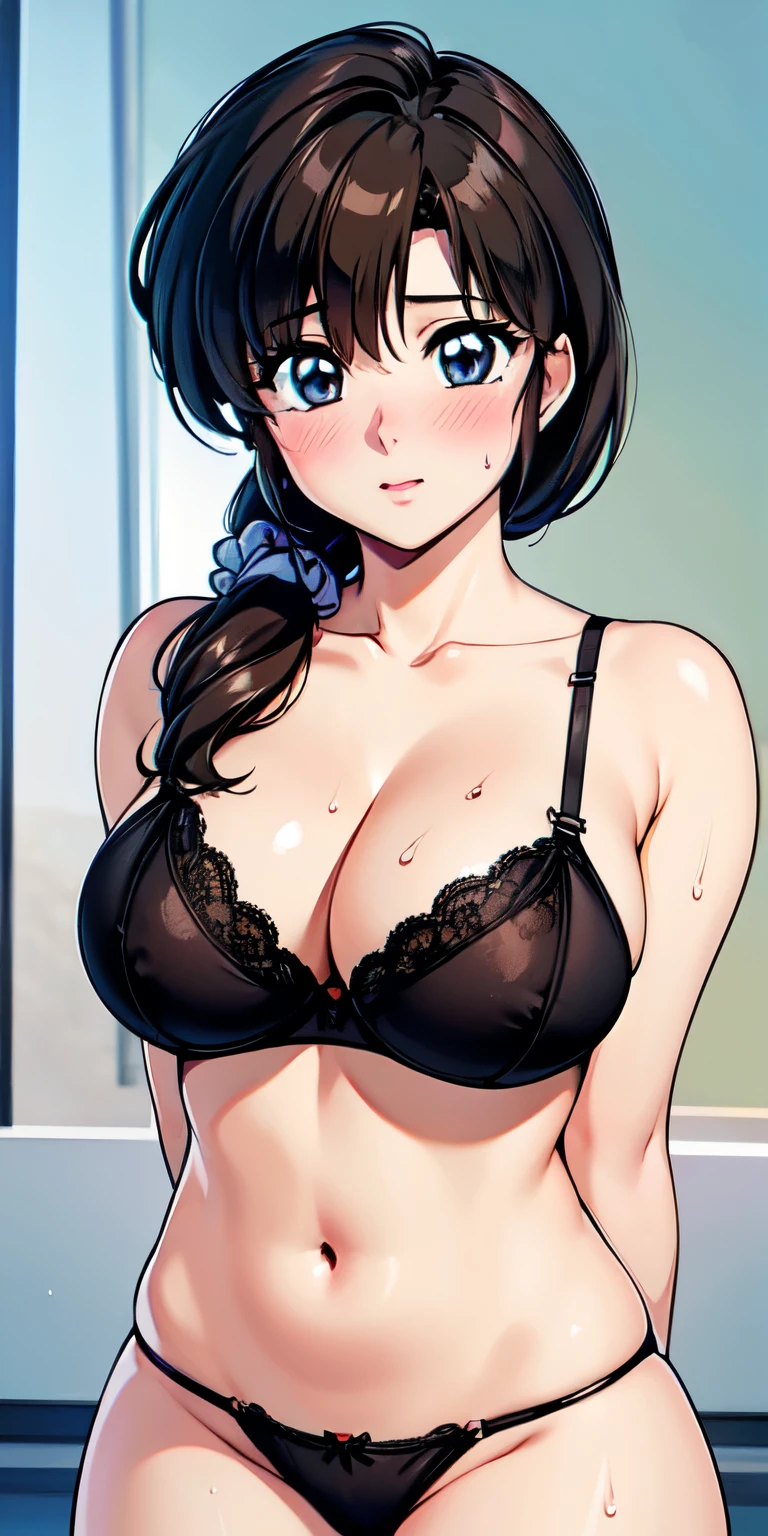 8K, high quality, animation, Married women, Fair-skinned, beautiful, Small face, Neat, bright, Emphasis on the eyes, sexy, Super large , beautiful line drawing. Black Hair, White skin, Brown eyes, Raise the hand, Show your armpits, Head Down, Simple Background, Pink Background, erotic, there is nothing, nude, Raise the hand, Show your armpits, The body is sweaty, Sweaty armpits, smile, Laughter, Chest close-up,