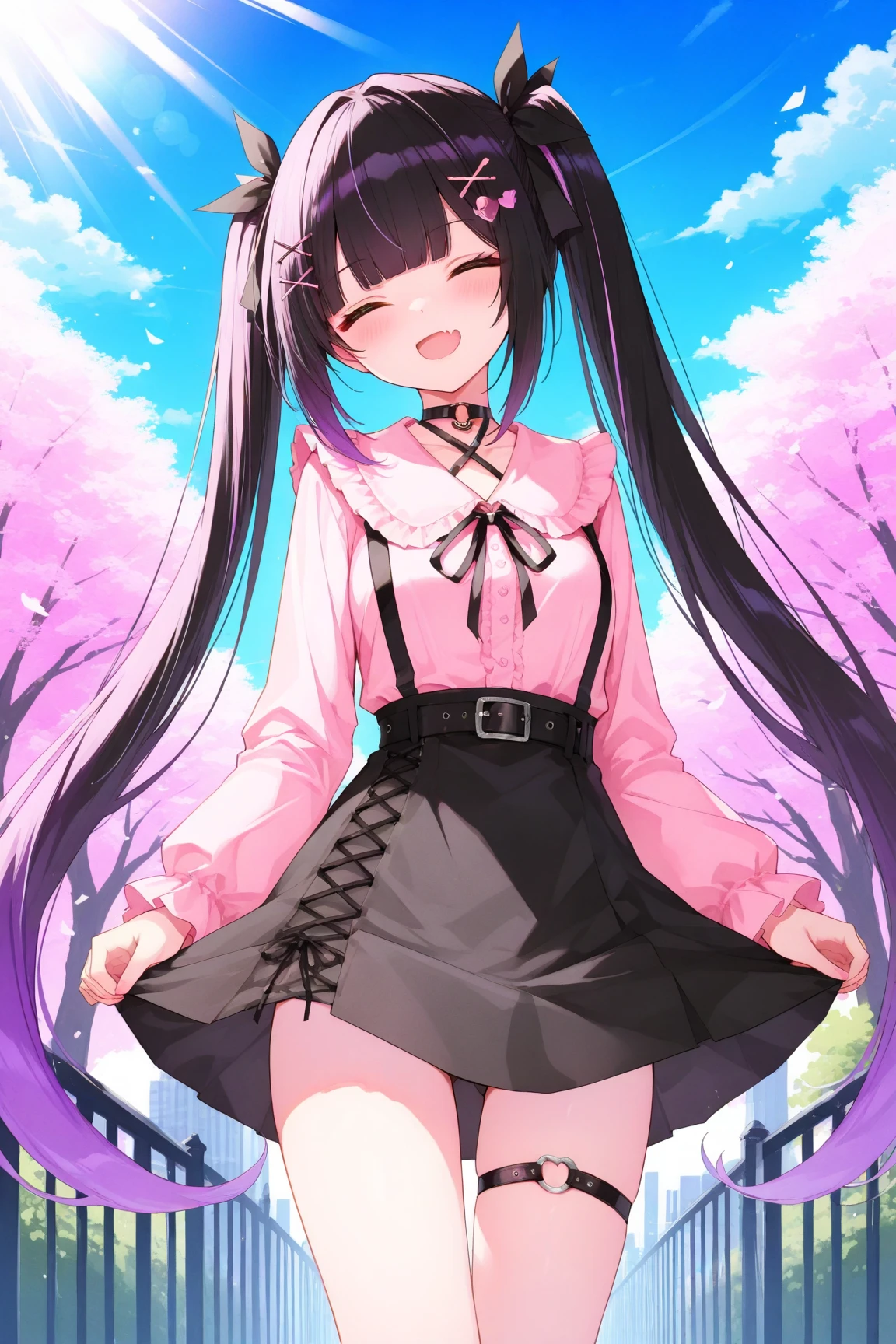 masterpiece、detailed、Alone、Junior high school girl、thin、gothic lolita dress、Black Hair、I have long hair、smile、Happy face、Delighted、White tights、Cute Underwear、Stylish Hair、Big eyes、Fuller lips、Beautiful feet、Pleated skirt、front、Angle from directly below、Peek into、Are standing、Outdoor、garden、park、Show your pants、Perfect Face, detailedな顔と目, dynamic, Vibrant, Shadow, colorful, Cinema Lighting,お尻Sweat、Sweat、太ももSweat、garter belt、(White tights1.3)、Pink Pants、pink

