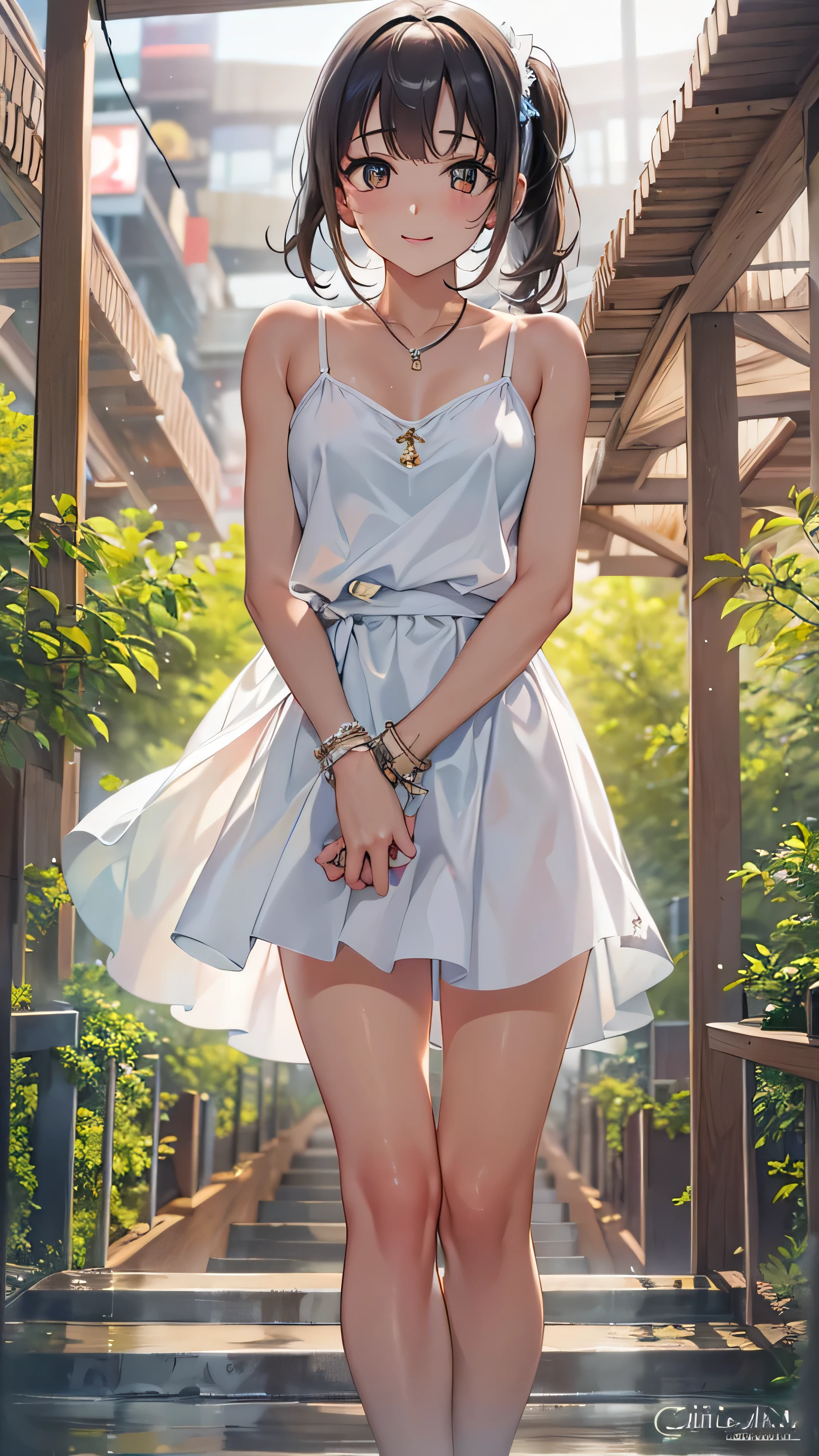Anime girl in a short dress posing for a picture - SeaArt AI