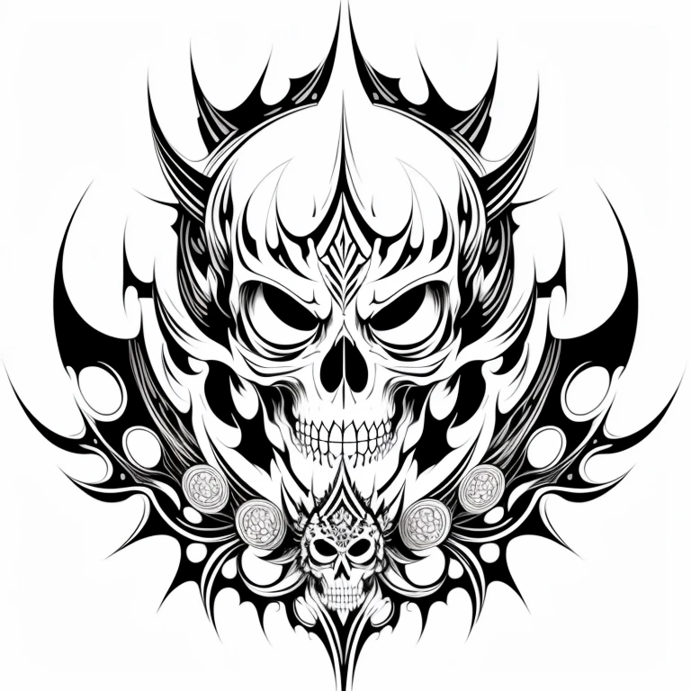 a skull with a cap on its head vector,detailed digital art, adorned with demonic skulls, skull drawing for a cute poster,handgun,color detailed art cartoon,monochrome cute skull