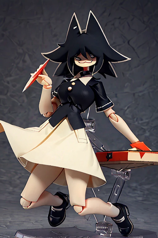 Shygal, 1girl, standing, thighhighs, (thick thighs:1.2), legwear, black hair, full body, (white hoodie:1.3), mask, figma, squatting, black panties,