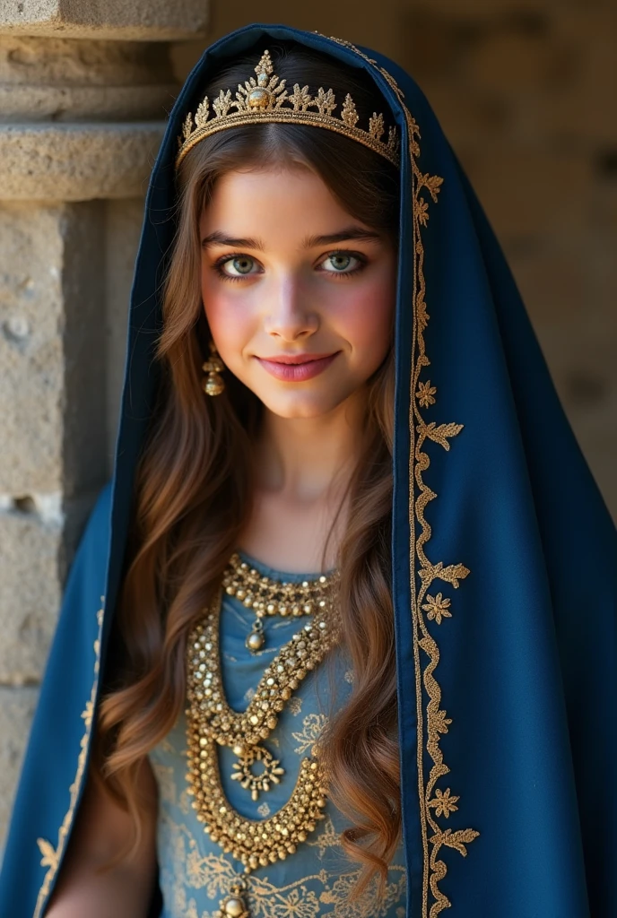 Menina 11 anos olhos e cabelos negros, vestes humildes e rusticas, Medieval era in late autumn in Serbia