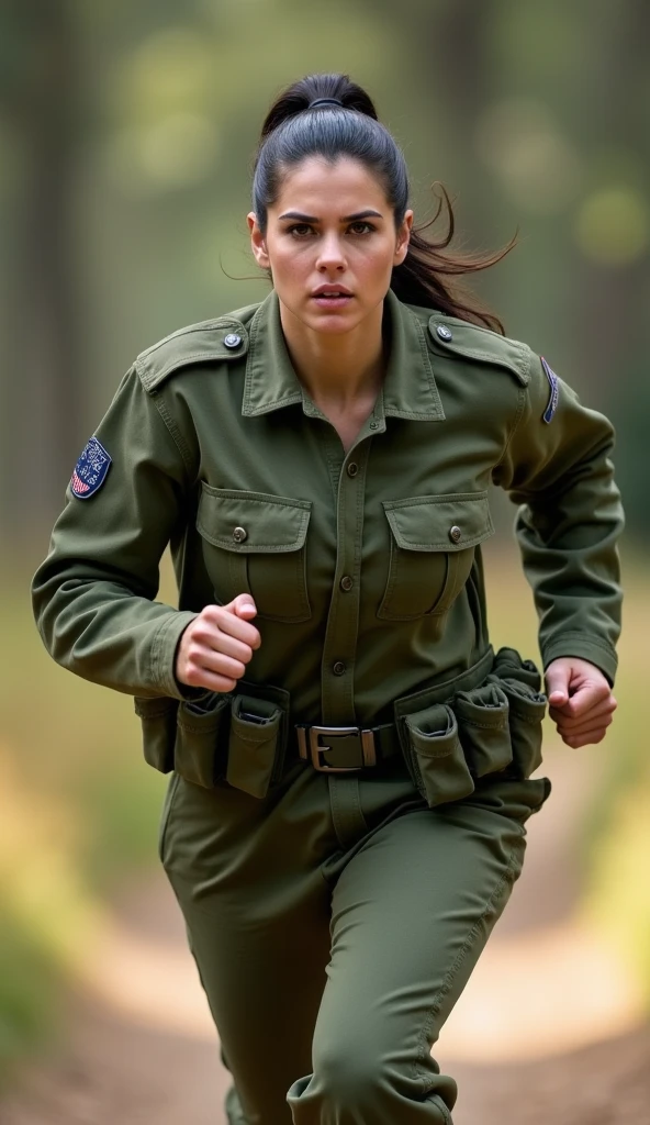group of female soldiers, war photography, (cinematic lighting:1.1), highest quality, photo of (group of fully dressed really tanned 20yo sexy muscular female army special forces with taut clothing military top, ponytail hair, running holding a rifle), (bouncing breasts, motion lines, motion blur), too tight military shirt, medium_boltedontits, perfectly round breasts, breast implants, unaligned breasts, perfect face, parted lips, dumb expression, (wearing military Combat uniform, battlepack, boots:1.2), athletic body, on the battlefield, fake tits, bootsnutes