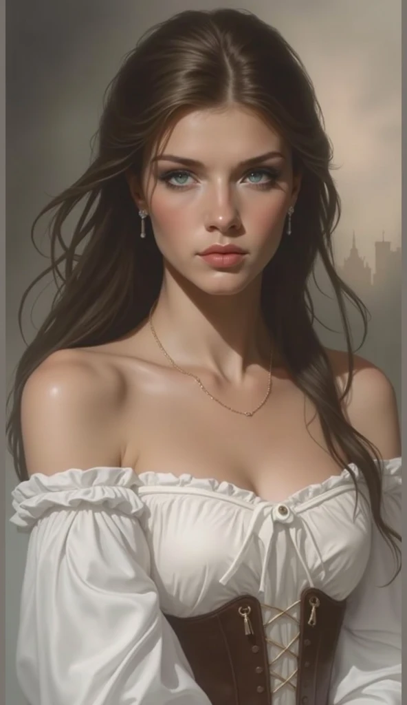 36k, portrait of Daisy Ridley, wearing angel costume, against the background of clouds, character portrait, 3 9 9 0 s, long hair, intricate, elegant, highly detailed, digital painting, artstation, concept art, smooth, sharp focus, illustration, art by wlop, charlie bowater and alexandra fomina, impressive hairstyle, earings, necklace, nude breasts