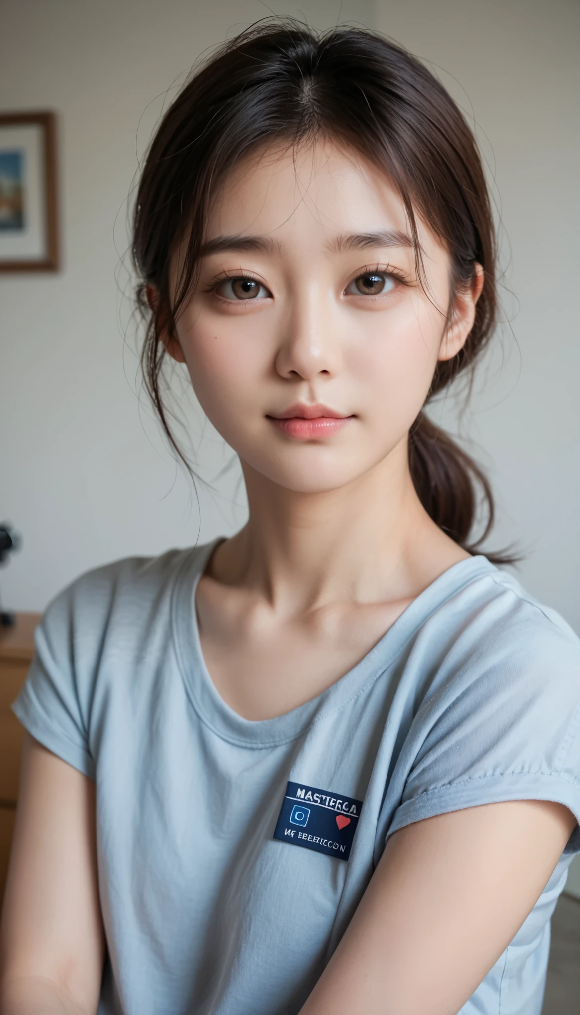 Realistic photo, 20 year old korean beauty korean housewife face female, young looking housewife portrait, back view of woman wearing cute casual casual clothes getting medical treatment in hospital, hospital facilities are visible behind, back upper body shot face female, delicate face and body, natural light, high resolution, realistic photo, (top quality, 8K, high resolution, masterpiece : ), very detailed, (realistic, photo realistic, photo reality: ), slender body realistic skin texture, slightly small eyes and , beautiful and delicate face, long eyelashes, smooth skin, stylish body shape real photo SLR camera UHD quality best, knees visible, underwear not visible.