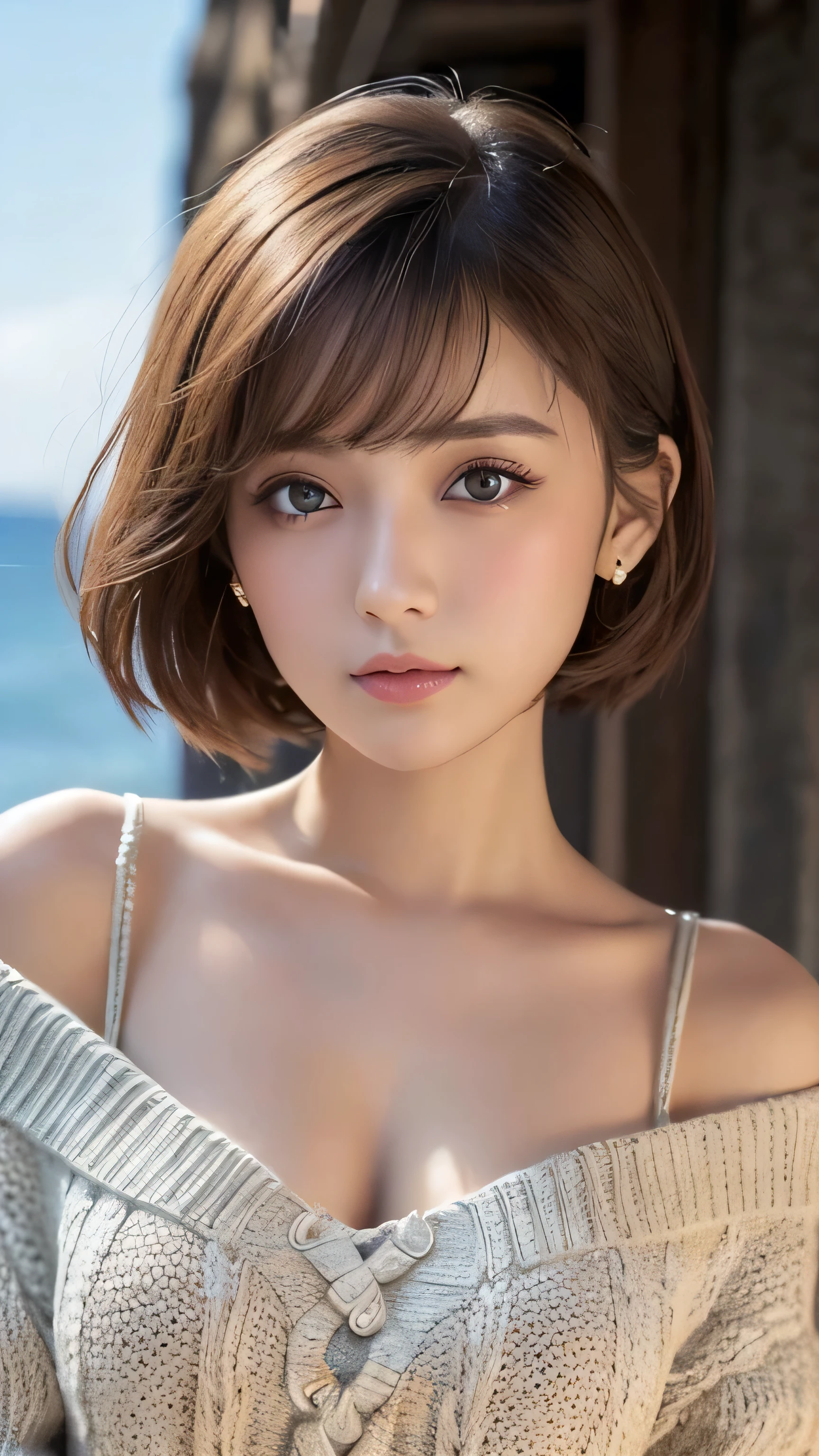 masutepiece, Best Quality, Illustration, Ultra-detailed, finely detail, hight resolution, 8K Wallpaper, Perfect dynamic composition, Beautiful detailed eyes, Wear a dress, Natural Color Lip,Beach, Random and cute poses, Kissing face,Close your eyes,Face Kiss Viewer,Perfect and beautiful face,Cute,Sexy face,Sunset,A face that felt ecstasy,Feminine face,Expression of excitement climax having sex