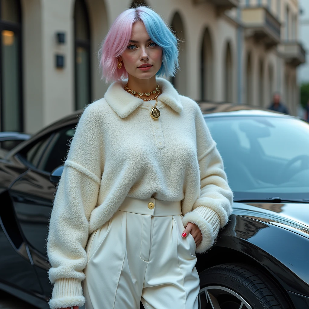 <lora:lilly_bell_xl_lora_10:1> lilly bell woman, fashion photo, Realistic 8K portrait: A young tomboy, blonde, short hair, fashion clothing; dramatic lighting, cinematic colors; hyper-above