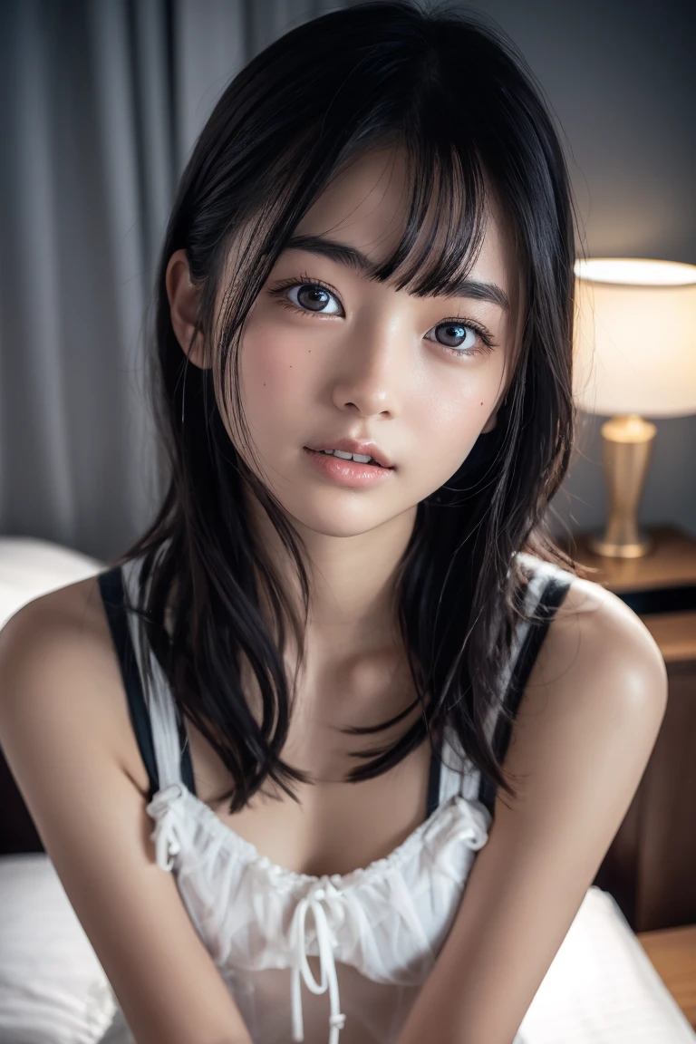 (((32k,Attention to details,Attention to detail、masterpiece,Attention to detail,Whole Body Ezbian,alone))),RAW Photos & Realistic atmosphere,Beautiful dark blue eyes,Mouth details,Glossy Lips,Thin eyebrows,Detailed drawn eyes、Soft white skin that shines in every detail、Very beautiful eyes with deep blue pupils,Lip details、ふっくらとしたGlossy Lips,Very beautiful face,Very beautiful face、lifelike face,Beautiful, shining lips,Expression before kissing,Soft Breasts,Hands touching chest,AVactress,Blue underwear,String Bra,Nipples are visible,Lift the corners of your mouth,Earrings,Beautiful Eyebrows,Exposed Skin,nude,Infinite Reality, Realistic like手グラビアアイドル,likeき官能グラビアアイドル, like手グラビアアイドル, Blushing,Incredibly beautiful24Adult female years old,Natural soft light,Lying on the sofa,(Black shiny hair,barefoot,Beautiful and kind eyes:1.5),(like々beauty,Heavy wear,Expose the neck,A kind smile,Shapely breasts,Fluffy medium short hair,Please tie your hair up high,Beautiful posture,Squat,No makeup,Look at me,Cleavage,Very good,True Face,No makeup:1.6)