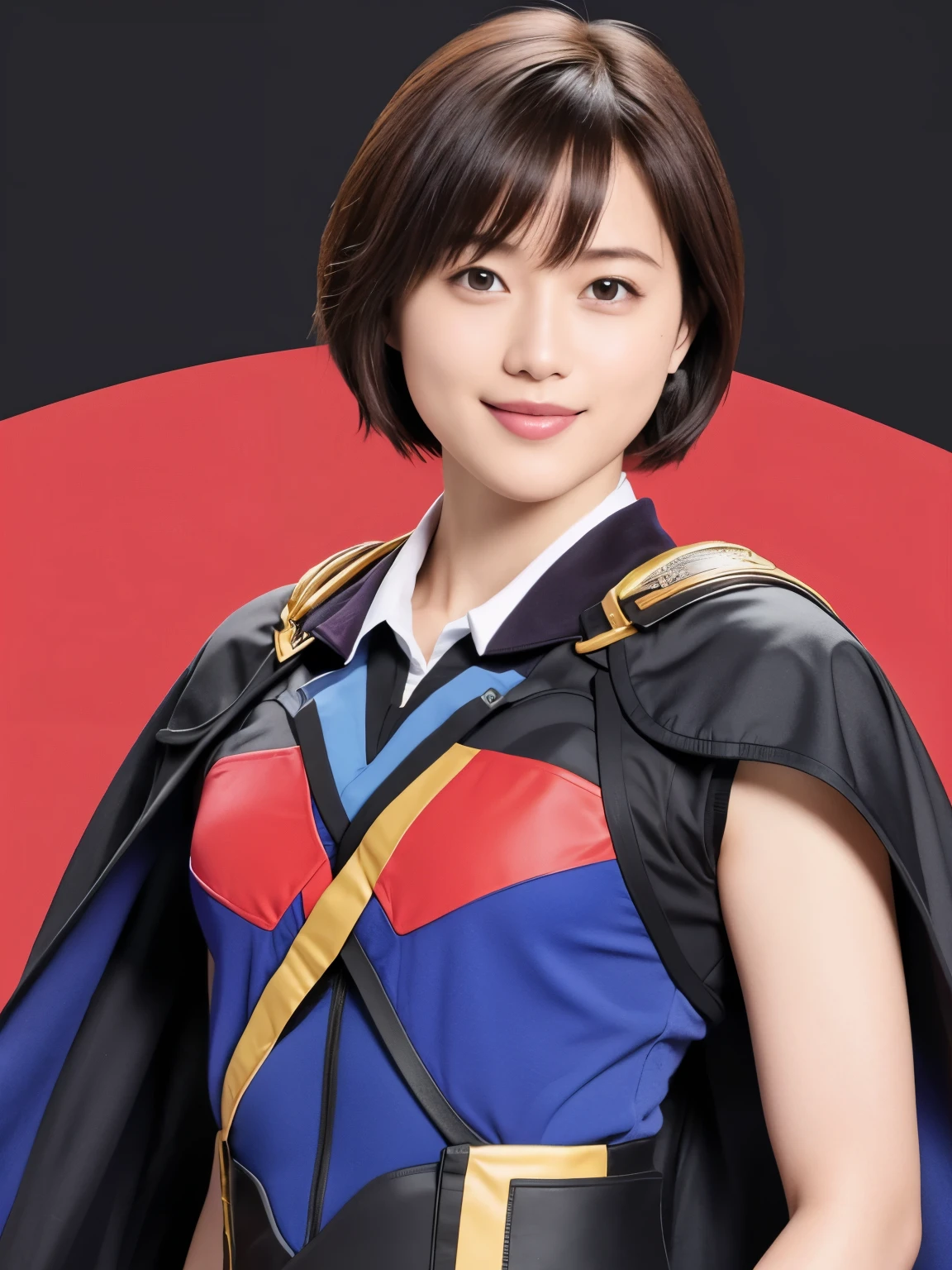 349 (20 year old woman and 20 year old man),( short hair), ( HD), (smile), (Gatchaman's combat uniform), ( abs) , (Cape)
