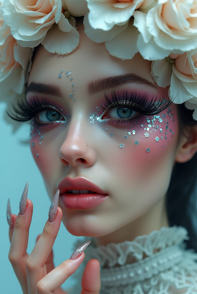 Hyper photo realistic picture perfect, goddess gothic angle, perfect face, high cheek bones, thin curved eyebrows, long luscious eyelashes, think eyeliner, eye shadow, natural tone makeup, pink cheek bone makeup, pale skin, lipstick, beautiful facial features, think curved lips, dripping ( Liquid anglic gothic armor), perky little , slim waist, , toned , light thighs, high heels, large angle wings