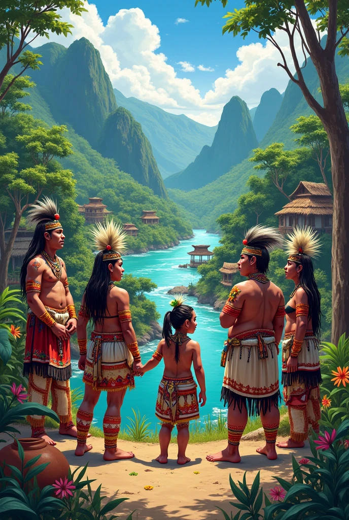 Drawing of an indigenous group
