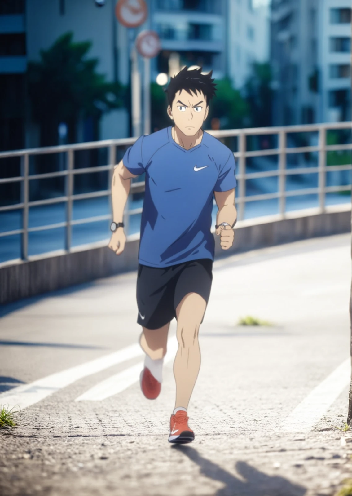 A handsome man, his face red with embarrassment, is made to run through the city in just his white briefs.