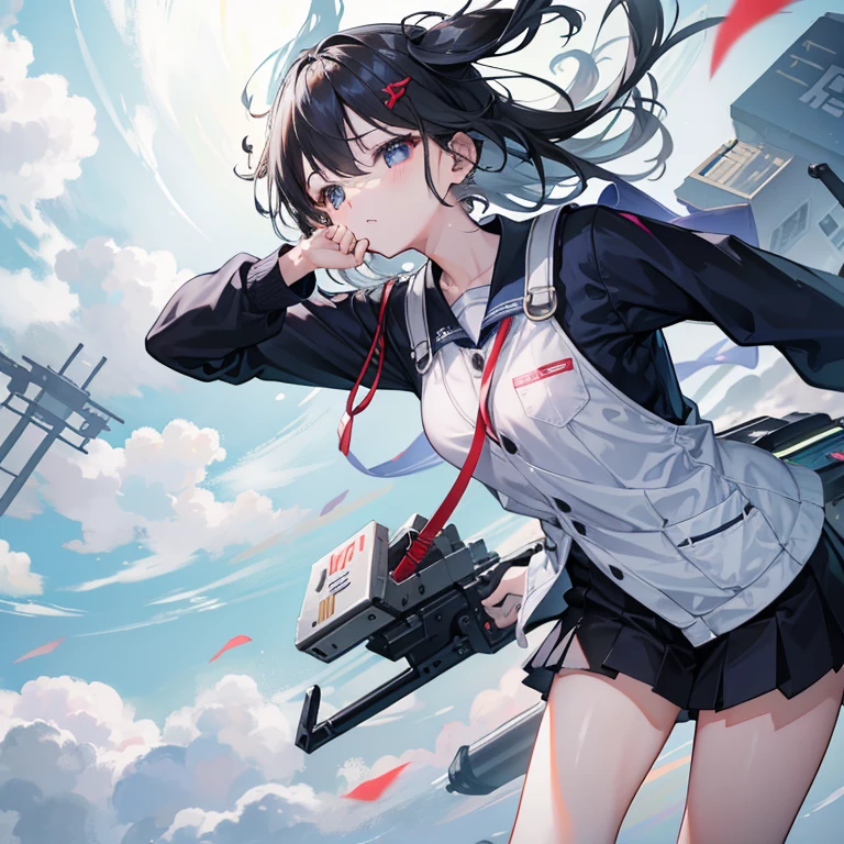 (((masterpiece))), (((Highest quality))), ((Very detailed)), (Highly detailed CG illustrations), ((Very delicate and beautiful)),(From the side),Cinematic Light,A girl climbs into the cockpit、Black Hair、long、Boarding a small spaceship,In the cockpit,Starry Sky, Big Clouds,colored glaze,Golden Universe,Space Station、Preparing for takeoff、Spacesuit、Aiming for Andromeda、Toa Heavy Industries decals、Lonely smile,Good luck,Close the hatch,Complex Instrumentation、White Mask