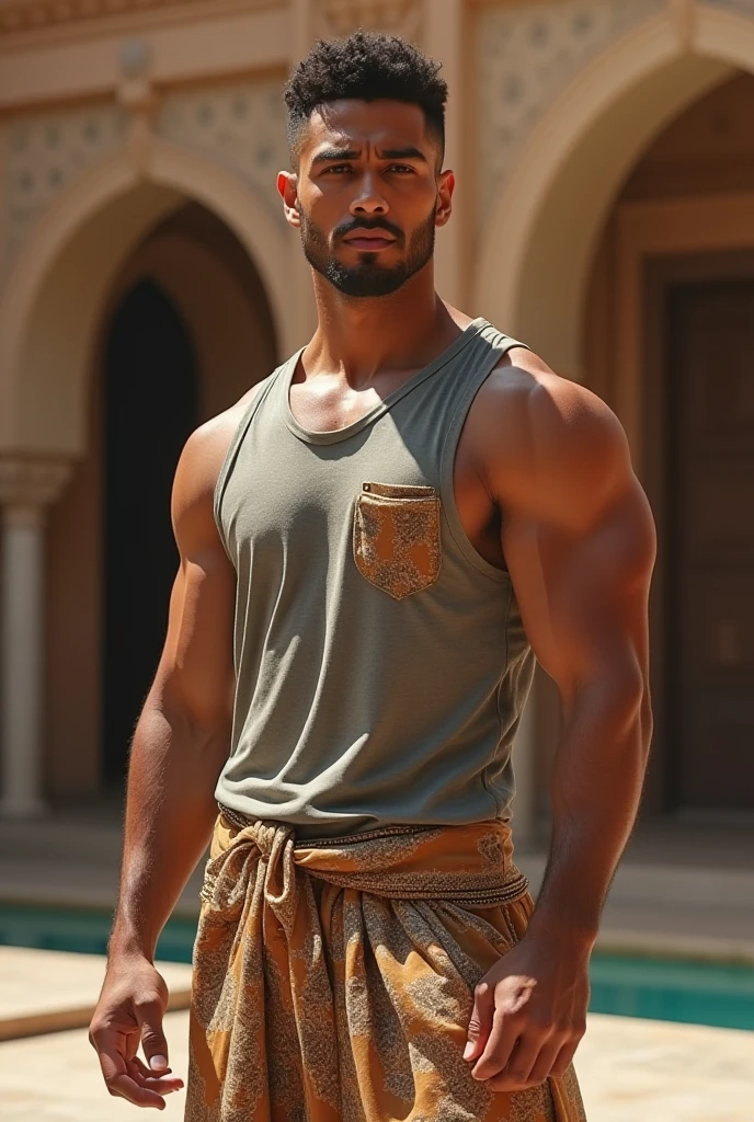 skinny, big booty man, handsome mixed black man in arabic middleeastern wear, high detail, 18 years old, from the side, short curly hair, 8k, mystical, magical, ultra hd, realistic, vivid colors, highly detailed, UHD drawing, pen and ink, perfect composition, beautifully detailed intricate insanely detailed octane rendering trending on artstation, 8k artistic photography, photorealistic concept art, soft natural volumetric cinematic perfect light, huge manly bubble butt, highly detailed and perfect face, realistic hands,