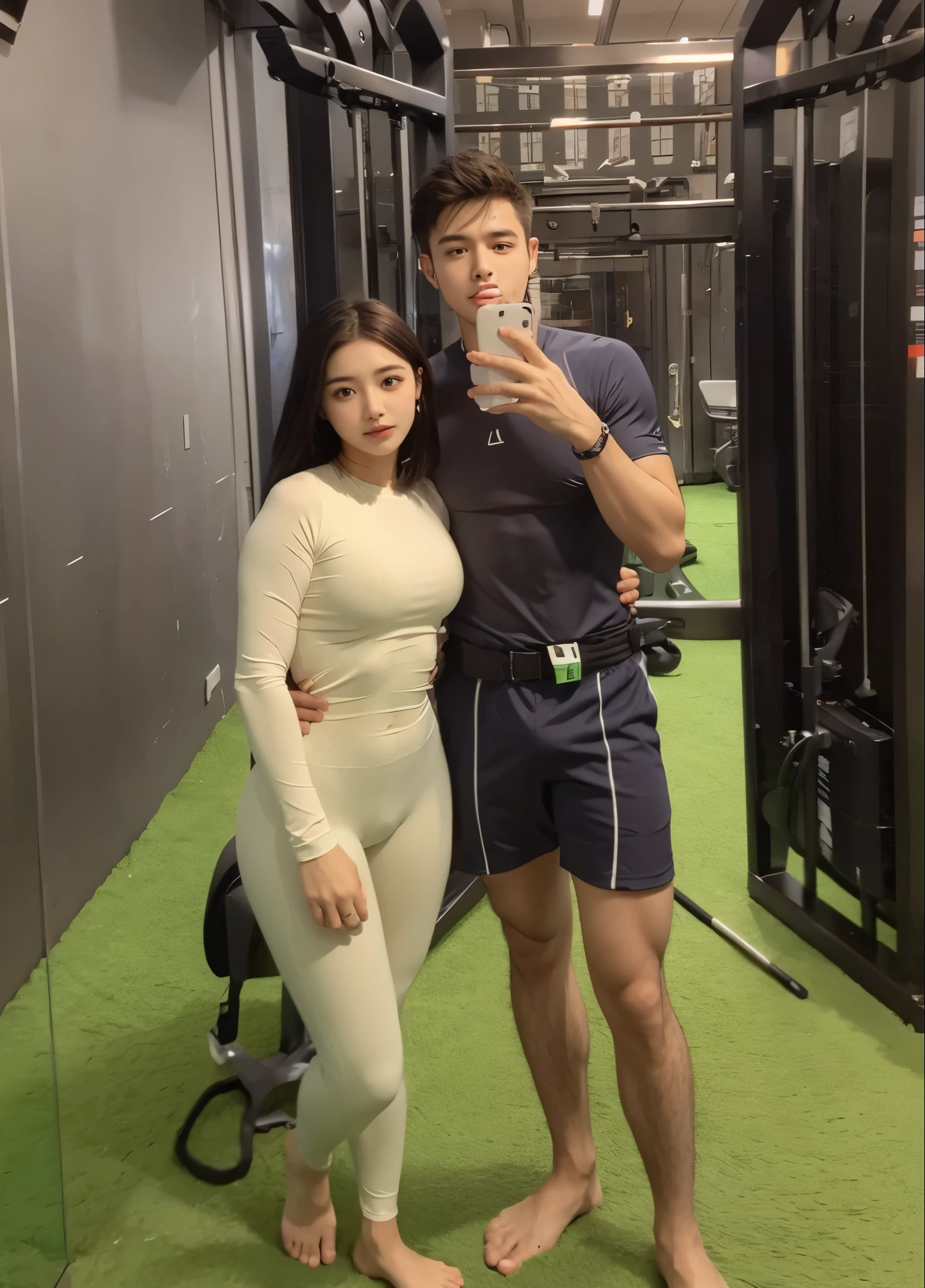 Two people sat on chairs, couple pose, Shot on Canon EOS R 6, KDA和Sam Yang。, ❤🔥🍄🌪, smooth in _ Background with, full body photogenic shot, low quality photo, very very low quality picture, taken in 2 0 2 0, legs intertwined, [ Realistic photo ]!!, Casual pose