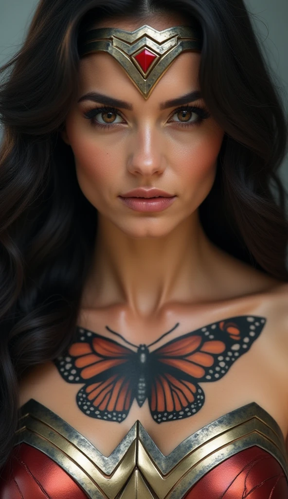 photoillustration of double exposure of merged, a lady, a sunrise, (transparency effect of a sunrise image lay on her back), seamless mix, texture and pattern, transparency effect immerse on her chest, iconic stance, dramatic shadows, dramatic lights, interlacing elements, fit sunrise image immerse on her chest, front view, fantasy art, two tones, opposite-opponent digital manipulated photo art, hyper-realistic, ultra-detailed, crisp clarity, high-contrast, luminous ambiance, rich textures, intricate patterns, vivid colors, cinematic lighting, photorealistic, accurate anatomical proportions.