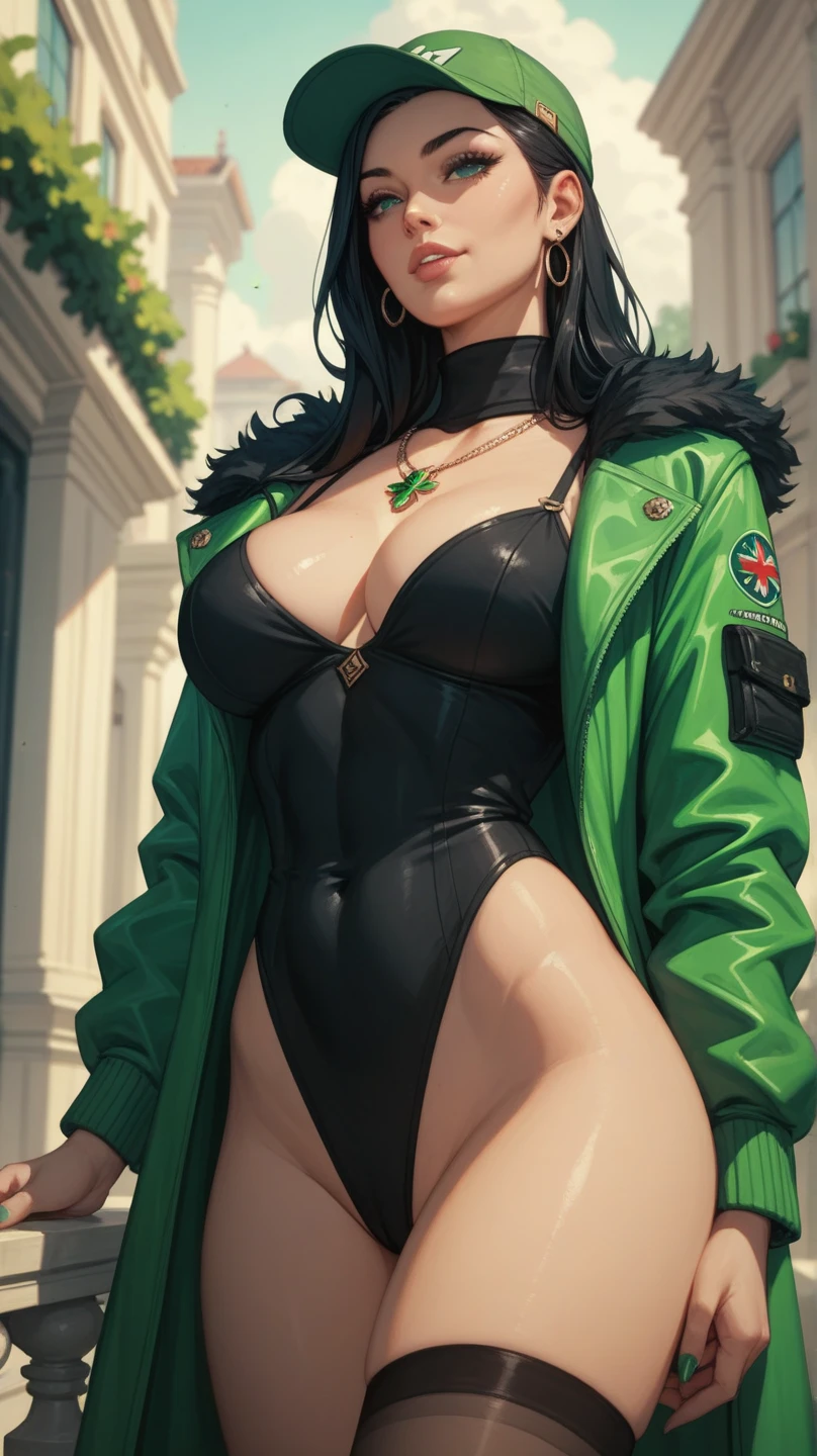 1 woman,33yo,熟妇,mature,very big boobs,big chest and thin waist,long leges,Raised sexy, photos exposed, 独奏,Beauty contests,The stands up(Background with:Mare,snow mountains,sandbeach,ln the forest)On warships, She has long black hair,long hair floating in the wind,Redlip,dynamicposes,sweat profusely,drenched all over the body,seen from the front, hair straight, The sky is mostly cloudy,(((tmasterpiece),(Very detailed CG unified 8k wallpaper),Best quality,电影灯光,detailed back ground,美丽细致的眼睛,Bright pupils,(Very delicate and beautiful),(Beautiful and detailed eyes description),eBlue eyes,Redlip,ultra - detailed,tmasterpiece,)),facing at the camera,(upper part of body),A high resolution,ultra - detailed),Expose breasts exposed,Bare genitals, convex,legs are open,sexyposture,Camel toes,Flushed face,with her mouth open,street frontage,Soviet officer,Officer's cap(dressed in:green colored bomber jacket,Sexy leggings,Naked of breast,Bare genitals,armour,gold silk embroidery,Snowflake decoration,Iron Man uniform,Sci-fi futuristic style)