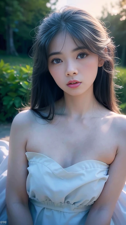 NSFW、masterpiece, top-quality, The ultra -The high-definition, Top resolution, ighly detailed, profetional lighting、animesque、1 girl in、A slender, Very cute, Young face, Hands are restrained、Armored dress, Blue and white armor、White inner、Golden decoration、ripped clothing、Wet clothes、Sheer clothes、Fluffy breasts, Dark brown hair, brown eyess、lie on one's side、opening legs、raise her legs、cleavage of the breast,in woods,(nude:1.5),(pubic hair:1.2) facial,open mouth, cum, pov,full nelson vaginal,close up,creampie,spreading legs,legs up,deep,huge penis,small penis,amateur