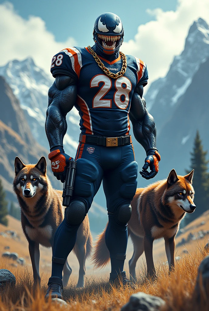 football player with red shirt and brown skin hugging giant gorilla Kong