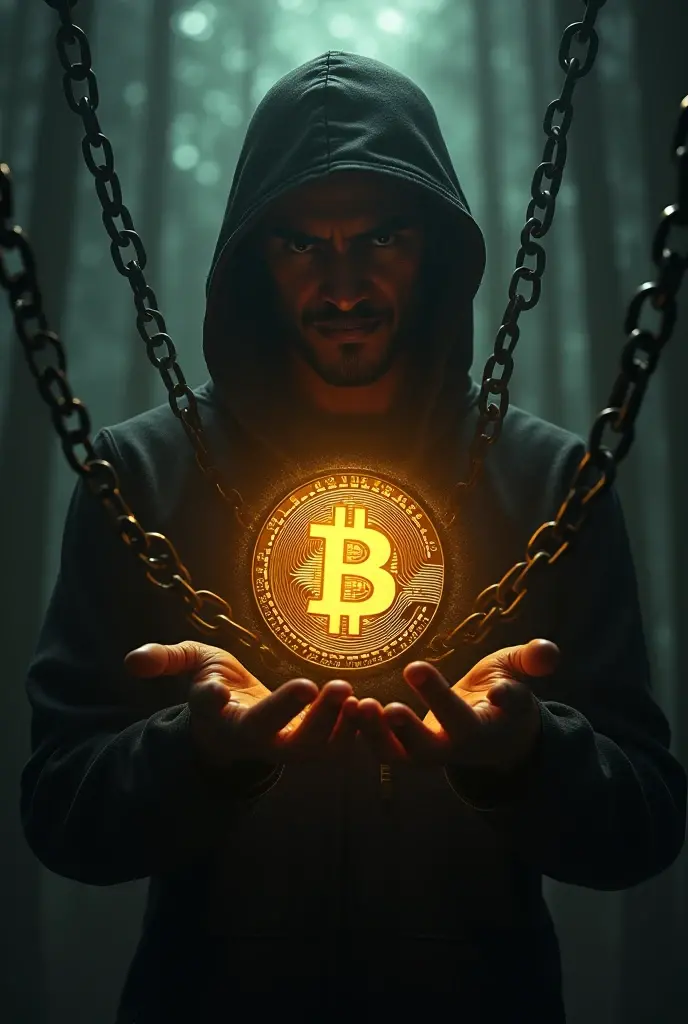 This AI image generator creates a powerful scene featuring a Brazilian figure caught in the grasp of censorship, symbolized by dark, oppressive elements like chains and shadows. In stark contrast, a Bitcoin coin shines brightly, casting a golden light that pierces through the darkness. This radiant coin symbolizes a new era of freedom and innovation, offering a hopeful path forward. The image captures the tension between suppression and the transformative promise of digital currency.