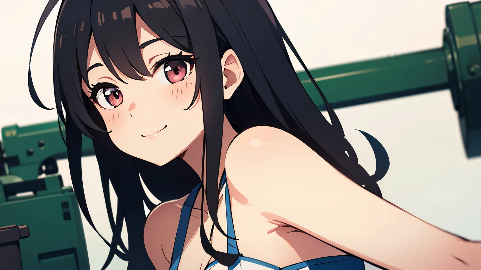 Micro Bikini，Parker jacket， (High resolution:1.4), (masutepiece:1.2), (High quality:1.3) 1girl, saten ruiko, green eyes, long hair, black hair, small breast, cinematic lighting, pov, dynamic angle, party pool, smile, open mouth