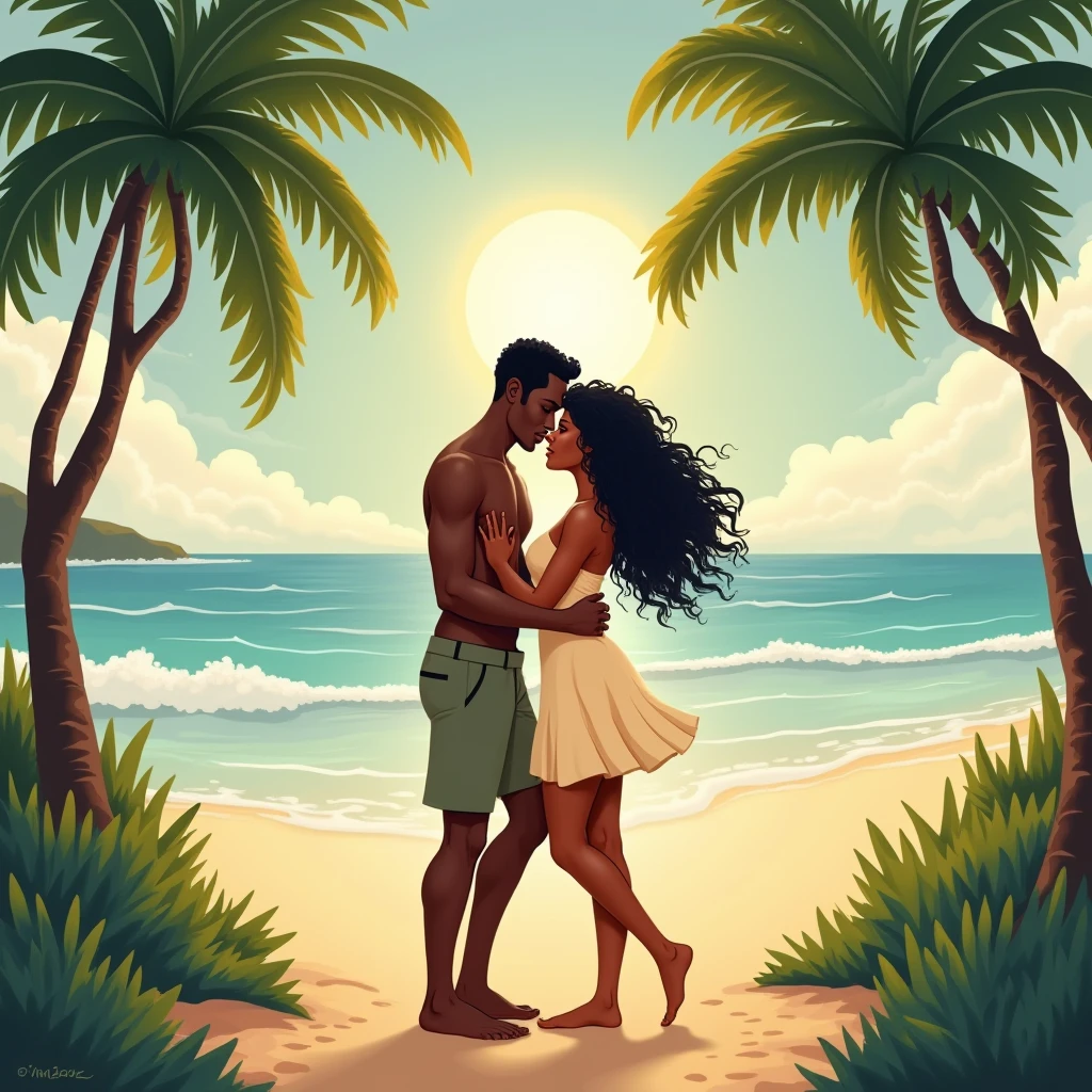 Black shadow of an anime woman splashing water on a man on a beach in Vice City GTA
